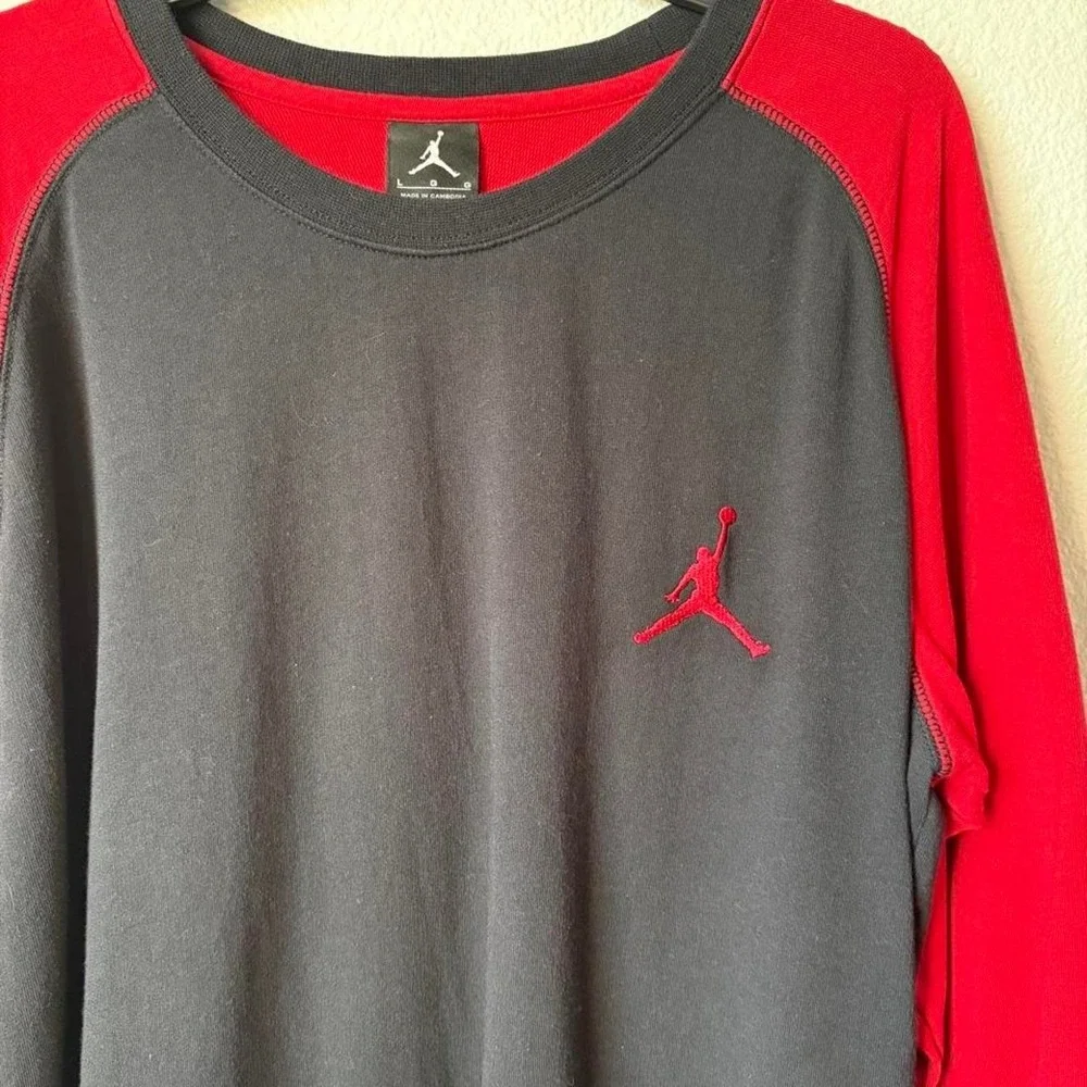 Jordan 23 True 3/4 sleeve raglan shirt Red Black Sz Large